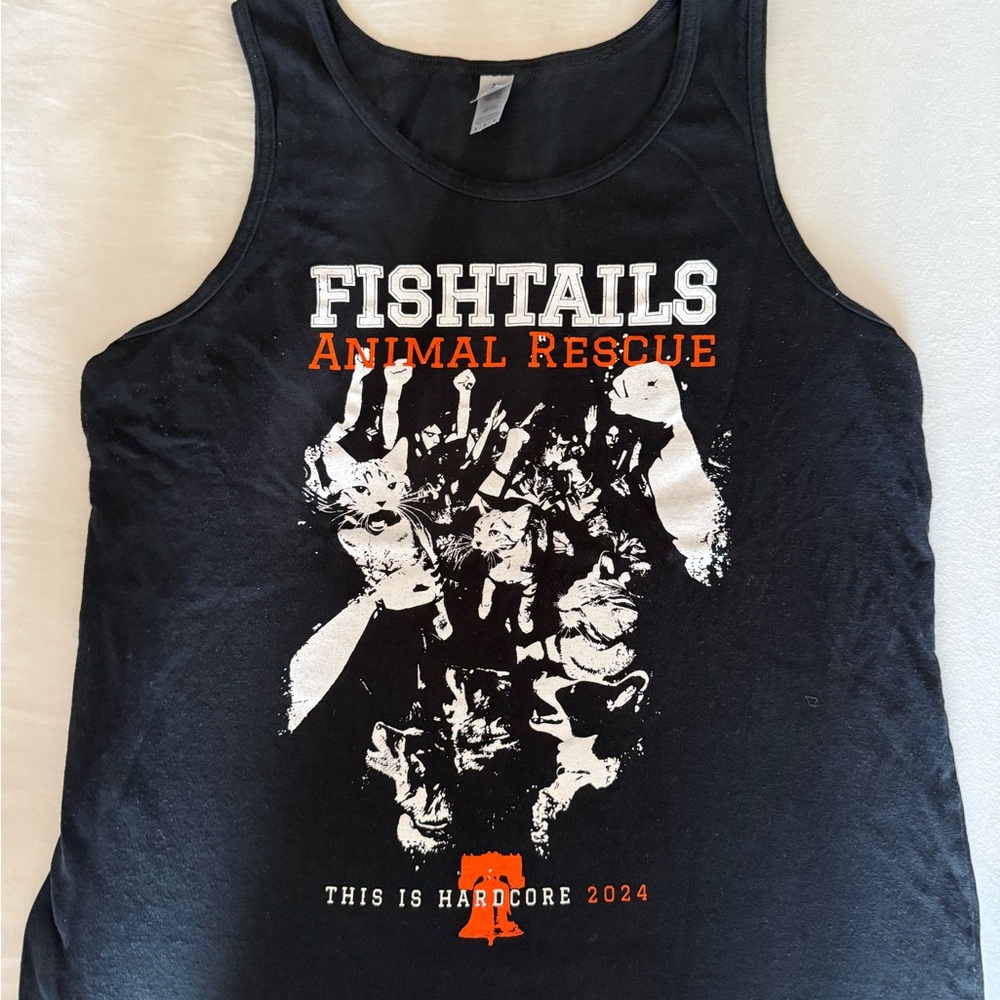 Fishtails Animal Rescue Philly This is Hardcore 2024 Black Tanktop Size Medium